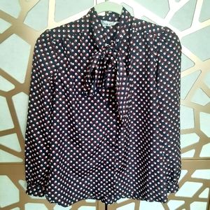 VINTAGE EVAN PICONE 80's Geo Tie Neck Blouse